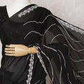Midnight Shimmer Chiffon Saree with Silver Wave Accents, 110cm Width - 5.5m of Sophisticated Drape, Blouse Not Included-D17818