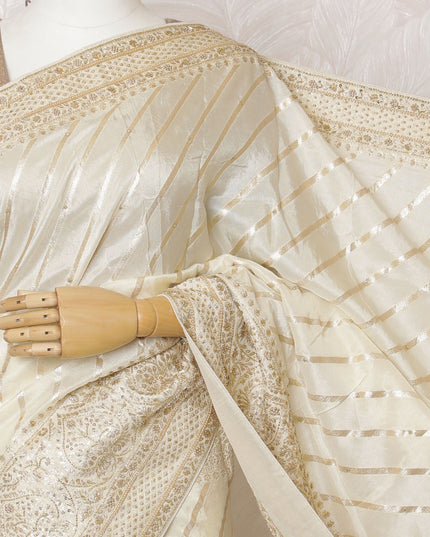 Elegant Cream Art Silk Saree - 110cm Width, 5.5m Length - Exquisite Gold Detailing - Blouse Not Included-D17820 Regal Fabrics