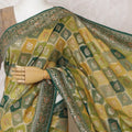 Traditional Olive Green Silk Georgette Saree with Rich Embroidery, 110cm Width, Crafted in India (Blouse not included)-D17822