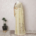 Elegant Cream Silk Georgette Saree with Delicate Embroidery & Sequin Detailing, 110 cm Width - Made in India (Blouse Not Included)-D17824 Regal Fabrics