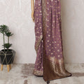 Regal Mauve Silk Georgette Jacquard Saree with Gold Foil Motifs, 110 cm Width - Crafted in India (Blouse Not Included)-D17826