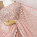 Blush Pink Synthetic Party Wear Saree with White Embroidery, 110 cm Width - Tailored in India (Blouse Not Included)-D17830
