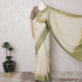 Graceful Ivory Silk Georgette Saree with Golden Embroidery & Sequins, 110 cm Width - Handcrafted in India (Blouse Not Included)-D17831 Regal Fabrics