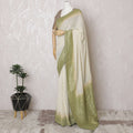 Graceful Ivory Silk Georgette Saree with Golden Embroidery & Sequins, 110 cm Width - Handcrafted in India (Blouse Not Included)-D17831 Regal Fabrics