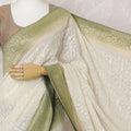 Graceful Ivory Silk Georgette Saree with Golden Embroidery & Sequins, 110 cm Width - Handcrafted in India (Blouse Not Included)-D17831 Regal Fabrics