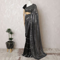 Glamorous Black Chiffon Saree Adorned with Sequins, 110 cm Width - Fashioned in India (Blouse Not Included)-D17832 Regal Fabrics