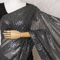 Glamorous Black Chiffon Saree Adorned with Sequins, 110 cm Width - Fashioned in India (Blouse Not Included)-D17832 Regal Fabrics