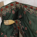 Enchanted Forest Tussar Silk Saree with Hand-Embroidered Florals, Traditional Indian Elegance, 110cm Width, 5.5m Length – Blouse Not Included-D17834 Regal Fabrics