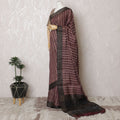 Maroon Geometric Tussar Silk Saree with Print, Indian Elegance, 110cm Width, 5.5m Length – Blouse Not Included-D17842