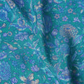 Turquoise Blue Pure Silk Crepe Fabric with Intricate Floral Design - Luxurious, 110cm Width, Authentically Made in India - Buy Online by the Meter-D18029