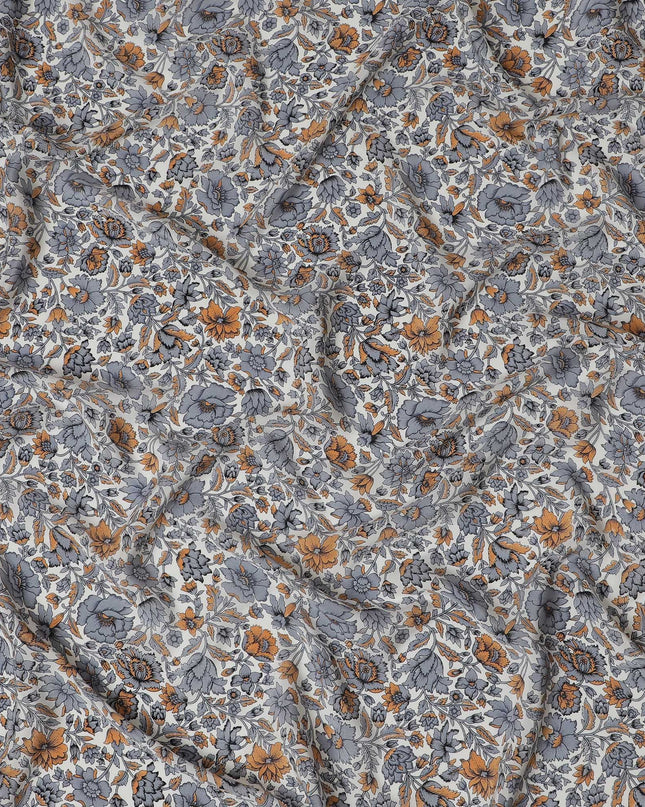 قماش كريب حرير نقي أنيق باللون الرمادي والعنبر - تصميم أنيق، عرض 110 سم، صناعة هندية - تسوق عبر الإنترنت بواسطة Meter-D18030