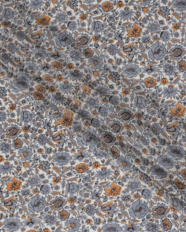 قماش كريب حرير نقي أنيق باللون الرمادي والعنبر - تصميم أنيق، عرض 110 سم، صناعة هندية - تسوق عبر الإنترنت بواسطة Meter-D18030