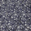 Navy & White Botanical Print Pure Silk Crepe Fabric - Timeless Elegance, 110cm Width, Crafted in India - Buy Online by the Meter-D18031 Regal Fabrics