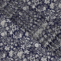 Navy & White Botanical Print Pure Silk Crepe Fabric - Timeless Elegance, 110cm Width, Crafted in India - Buy Online by the Meter-D18031 Regal Fabrics