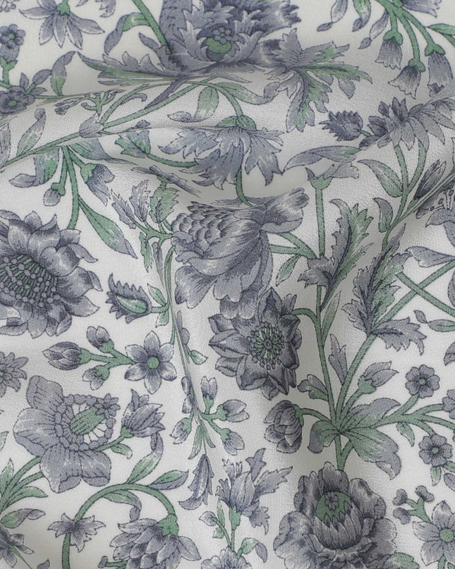 قماش كريب حرير نقي كلاسيكي إنجليزي جاردن - طباعة زهور رقيقة، عرض 110 سم، صناعة هندية رائعة - شراء عبر الإنترنت بواسطة Meter-D18032
