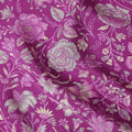 Magenta Majesty Floral Pure Silk Crepe Fabric - Exquisite Print, 110cm Width, Handcrafted in India - Shop Online by the Meter-D18035