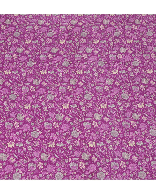 Magenta Majesty Floral Pure Silk Crepe Fabric - Exquisite Print, 110cm Width, Handcrafted in India - Shop Online by the Meter-D18035 Regal Fabrics