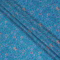 Azure Blossom Pure Silk Crepe Fabric - Exotic Floral Elegance, 110cm Width, Indian Heritage - Buy Online by the Meter-D18036