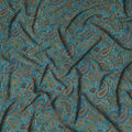 Peacock Teal Paisley Pure Silk Crepe Fabric - Vibrant Traditional Print, 110cm Width - Buy Online by the Meter-D18042