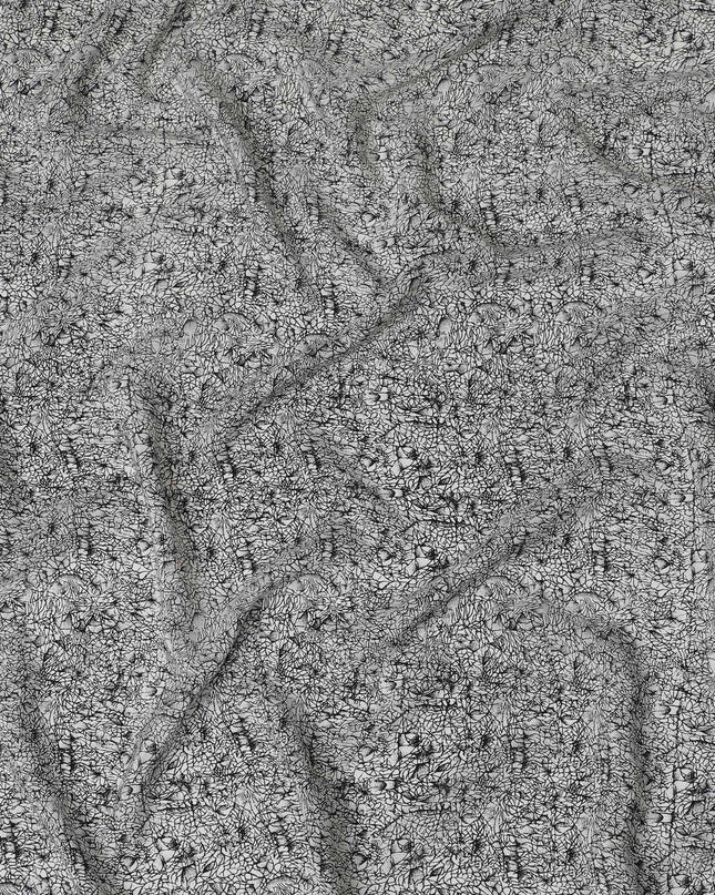 Sophisticated Slate Abstract Pure Silk Crepe Fabric - Modern Design, 110cm Width - Purchase Online by the Meter-D18043 Regal Fabrics