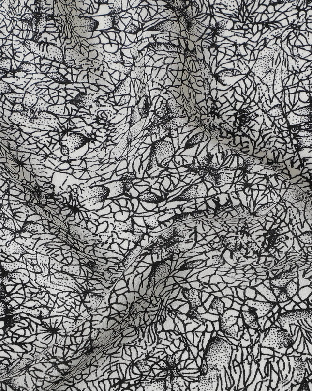 Sophisticated Slate Abstract Pure Silk Crepe Fabric - Modern Design, 110cm Width - Purchase Online by the Meter-D18043 Regal Fabrics