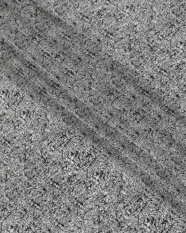 Sophisticated Slate Abstract Pure Silk Crepe Fabric - Modern Design, 110cm Width - Purchase Online by the Meter-D18043 Regal Fabrics
