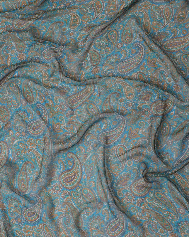 قماش شيفون حريري نقي التجاعيد من Aqua Paisley Dream - طباعة غريبة، عرض 110 سم - شراء عبر الإنترنت بواسطة Meter-D18045