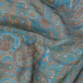 Aqua Paisley Dream Pure Wrinkle Silk Chiffon Fabric - Exotic Print, 110cm Width - Buy Online by the Meter-D18045