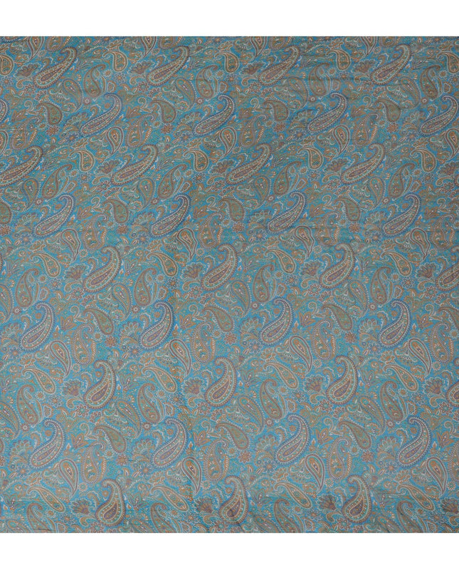 قماش شيفون حريري نقي التجاعيد من Aqua Paisley Dream - طباعة غريبة، عرض 110 سم - شراء عبر الإنترنت بواسطة Meter-D18045