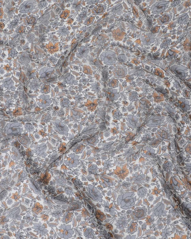 قماش الشيفون الحريري الأنيق ذو التجاعيد النقية باللون الرمادي - طباعة خالدة، عرض 110 سم - تسوق عبر الإنترنت بواسطة Meter-D18046