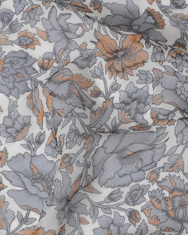 قماش الشيفون الحريري الأنيق ذو التجاعيد النقية باللون الرمادي - طباعة خالدة، عرض 110 سم - تسوق عبر الإنترنت بواسطة Meter-D18046