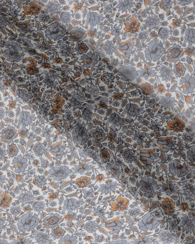 قماش الشيفون الحريري الأنيق ذو التجاعيد النقية باللون الرمادي - طباعة خالدة، عرض 110 سم - تسوق عبر الإنترنت بواسطة Meter-D18046