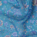 Cornflower Serenade Pure Wrinkle Silk Chiffon Fabric - Delicate Print, 110cm Width - Purchase Online by the Meter-D18047