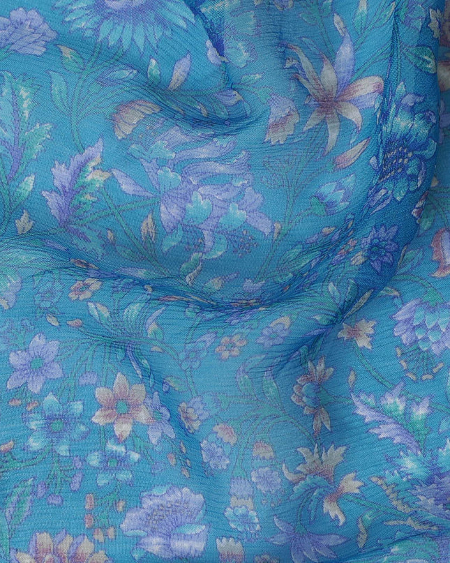 قماش شيفون حريري نقي التجاعيد من Cornflower Serenade - طباعة دقيقة، عرض 110 سم - شراء عبر الإنترنت بواسطة Meter-D18047