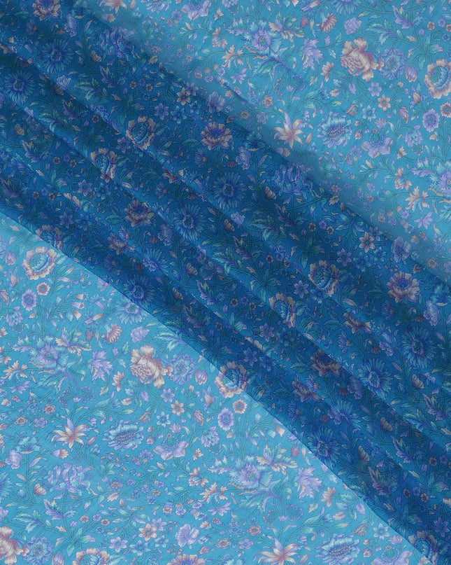 قماش شيفون حريري نقي التجاعيد من Cornflower Serenade - طباعة دقيقة، عرض 110 سم - شراء عبر الإنترنت بواسطة Meter-D18047