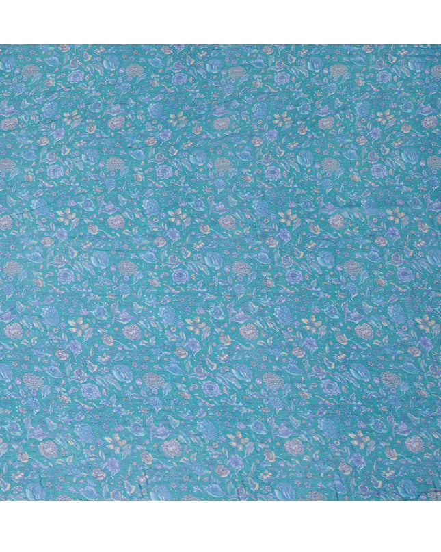 قماش شيفون حريري نقي التجاعيد من Oceanic Garden - طباعة زهور رائعة، عرض 110 سم - شراء عبر الإنترنت بواسطة Meter-D18048