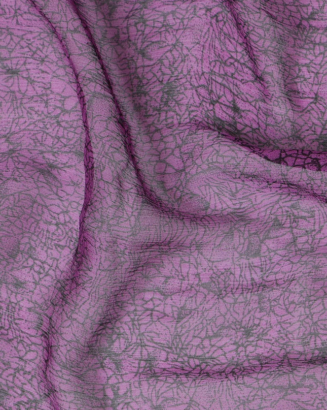 Lilac Dream Pure Wrinkle Silk Chiffon Fabric - Textured Elegance, 110cm Width - Buy Online by the Meter-D18058