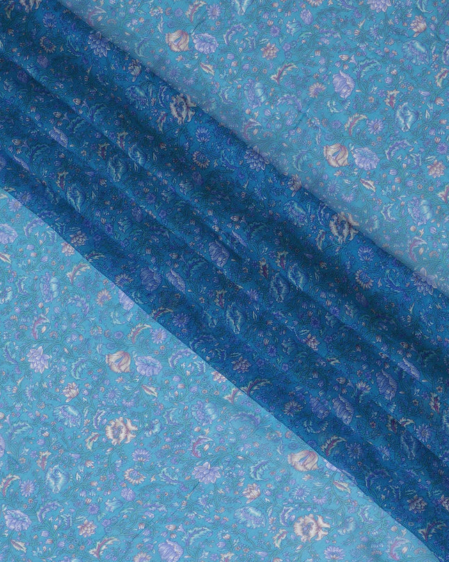 قماش شيفون حريري نقي التجاعيد من Sapphire Bloom - زهور رقيقة، عرض 110 سم - شراء عبر الإنترنت بواسطة Meter-D18059