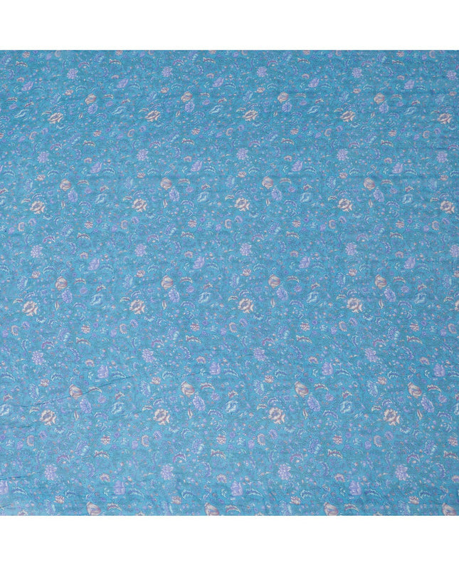قماش شيفون حريري نقي التجاعيد من Sapphire Bloom - زهور رقيقة، عرض 110 سم - شراء عبر الإنترنت بواسطة Meter-D18059