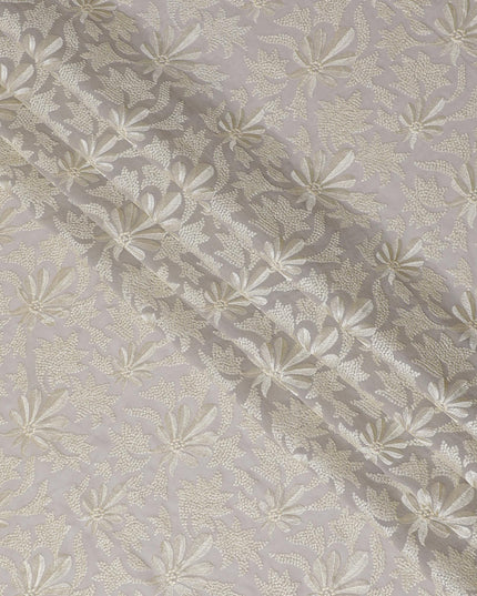 قماش فوال قطني مطرز ممتاز - تصميم زهور أنيق، عرض 110 سم - اشتري بالمتر Online-D18121