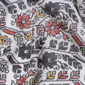 Monochrome Magic Cotton Voile Fabric - Traditional Indian Embroidery with Pops of Red, 110 cm Wide - Shop Online-D18125