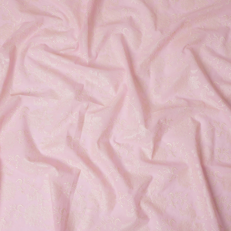 قماش فوال قطني من Pink Blossom - تطريز أبيض رقيق، عرض 110 سم - تسوق عبر الإنترنت لمشاريع الخياطة الدقيقة-D18127