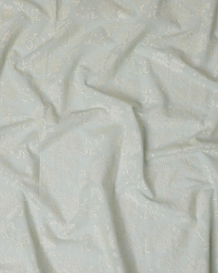 قماش فوال قطن فضي سيرينيتي - تطريز أبيض رقيق، عرض 110 سم - تسوق عبر الإنترنت لخياطة الملابس الأنيقة-D18129