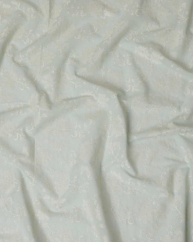 قماش فوال قطن فضي سيرينيتي - تطريز أبيض رقيق، عرض 110 سم - تسوق عبر الإنترنت لخياطة الملابس الأنيقة-D18129