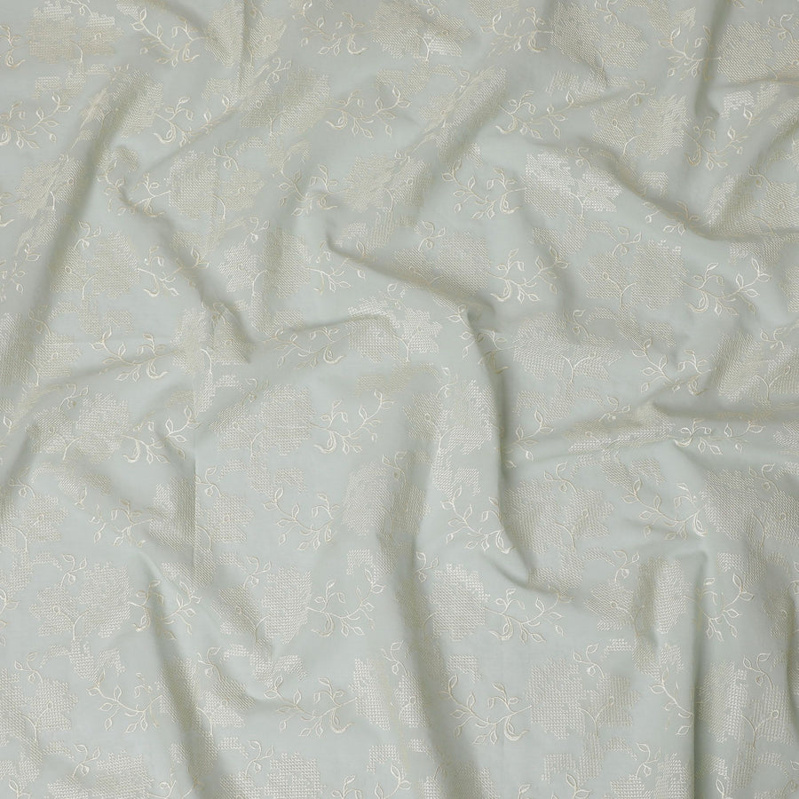 قماش فوال قطن فضي سيرينيتي - تطريز أبيض رقيق، عرض 110 سم - تسوق عبر الإنترنت لخياطة الملابس الأنيقة-D18129