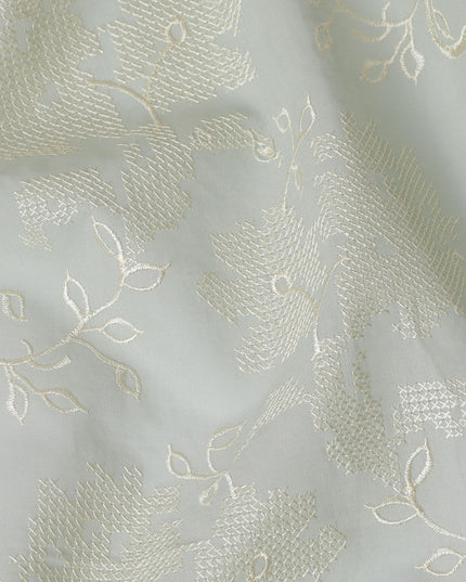 قماش فوال قطن فضي سيرينيتي - تطريز أبيض رقيق، عرض 110 سم - تسوق عبر الإنترنت لخياطة الملابس الأنيقة-D18129