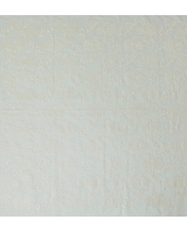 قماش فوال قطن فضي سيرينيتي - تطريز أبيض رقيق، عرض 110 سم - تسوق عبر الإنترنت لخياطة الملابس الأنيقة-D18129