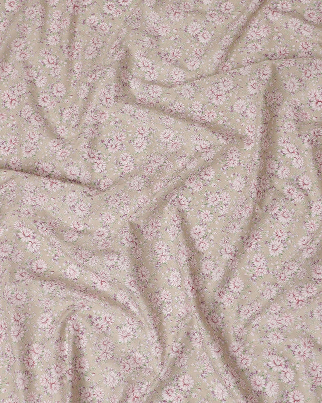 Vintage Charm Cotton Lawn Fabric - Delicate Digital Floral Print, 110 cm Wide - Shop Online for Quaint Creations-D18131