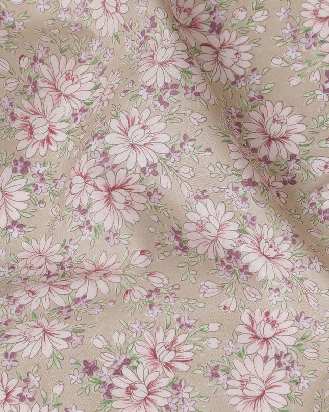 Vintage Charm Cotton Lawn Fabric - Delicate Digital Floral Print, 110 cm Wide - Shop Online for Quaint Creations-D18131