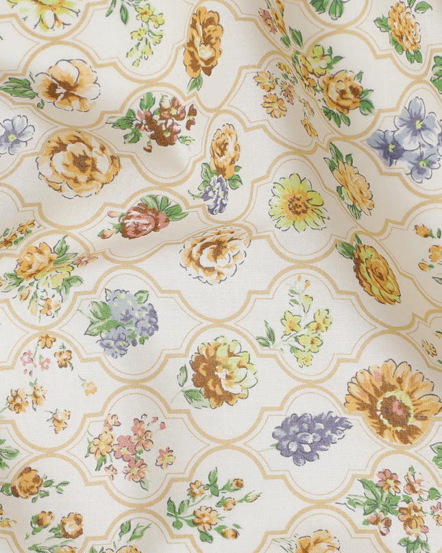Heritage Floral Tapestry Cotton Lawn Fabric - Ornate Digital Print, 110 cm Wide - Shop Online for Regal Sewing Projects-D18136